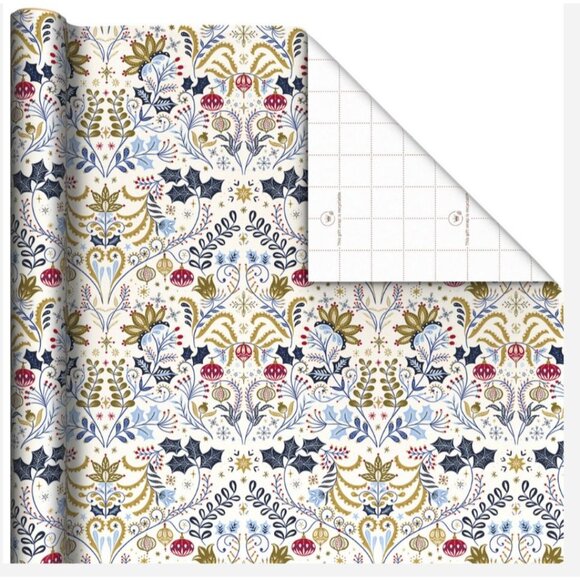 Hallmark Wrapping Paper Colorful Holiday Toile on White 35 sq ft Roll Holiday - Picture 2 of 5